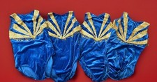 4 X Adult Dance Costumes Blue Gold Baton Twirling Team Trio Approx 12-14 Job Lot
