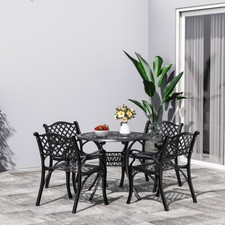 Cast Aluminium Table and 4 Chairs Outdoor Garden Bistro Cafe Dining Funiture UK