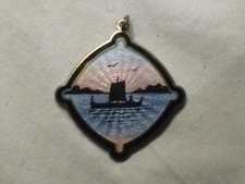Edvin Kristiansen & Lande Norway Silver Enamel Viking Ship Pendant