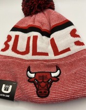 Chicago Bulls Ultra Game Pom Cuffed Beanie Cap Red White Winter Stocking Hat