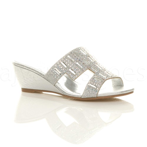Womens ladies mid heel wedge - mid,