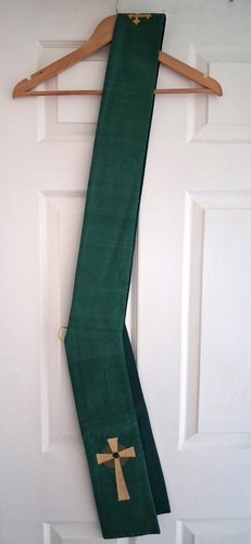 Green deacon stole - deacon, gold