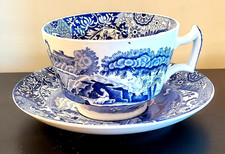 COPELAND SPODE BLUE ITALIAN BREAKFAST CUP & SAUCER - VINTAGE ANTIQUE