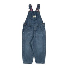 Oshkosh B'gosh Blue Denim Dungarees Pink Check Lined 2T Bib Overalls