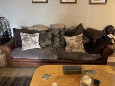 4-Seater Leather Sofa Tan -