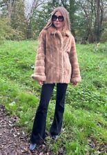 70's Vintage Brown Faux Fur Tissavel France Ladies Long Sleeve Retro Winter Coat