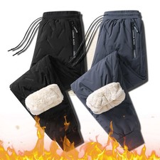 Men Fleece Lined Waterproof Thermal Trousers Athletic Joggers Winter Warm Pants