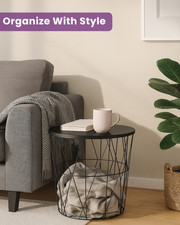 Metal Wire Basket Coffee Table Side Table End Table Storage Tidy Organiser Table