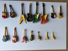 Guitar pin badges - metal and wooden