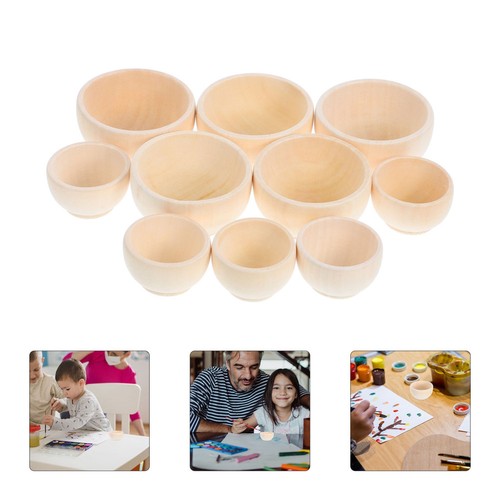 10pcs small wooden bowls - wooden,