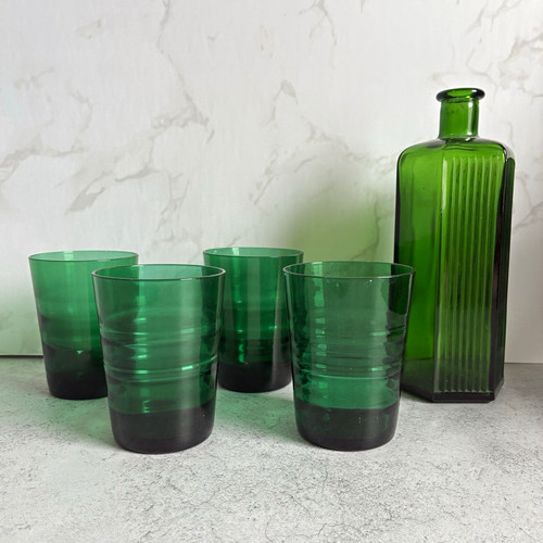 Green glass tumbler set - green,