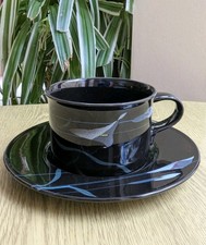 Mikasa Galleria Opus black cups & saucers Calla lily Japanese superb condition 