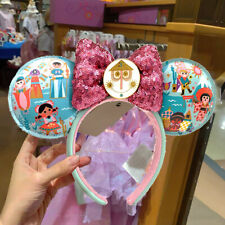 Disney Parks 2024 It's a Small World Minnie Mouse Sequined Bow Ears Headband NWT