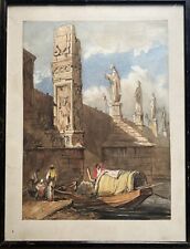After Samuel Prout OWS (1783–1852) The Town Square, Prague Original Watercolour