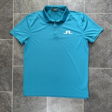 J Lindeberg Logo Collar Golf Polo Shirt Tee T Short Sleeve Blue Mens - Size XL