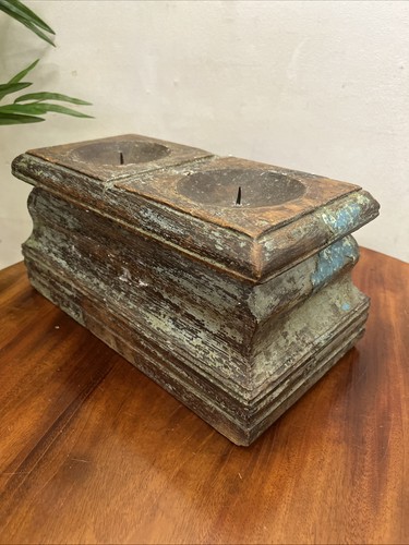 Antique wooden pillar - wooden, candle
