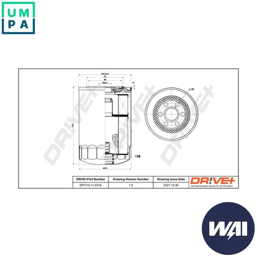 Oil filter dp1110 0316 for - oil, dp1110.11.0316