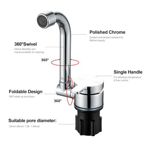 Foldable faucet for motorhome - foldable,