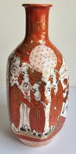 Antique Japanese Kutani Vase – Meiji Period Hexagonal Porcelain, Akae Red & Gold