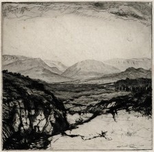 David Waterson Pencil Signed Etching - Land At Dawn - Scotland