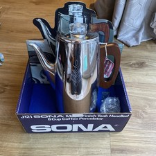 Vintage Sona  J121 Stove Top Coffee Percolator with Wooden Handle Boxed