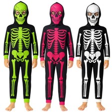 Kids Girls Boys Skeleton Jumpsuits A2Z Onesie One Piece Cosply Halloween Costume