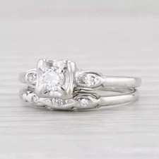 14K White Gold Finish Art Deco