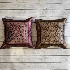 Silk Embroidered Throw Pillow