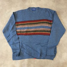 Pendleton Jumper Mens XL Knitted Striped Shetland Wool Knit Sweater Blue
