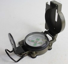 Green painted metal cased compass sighting hunting backpacking camping #25