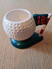 Novelty Shaped Golf Ball Mug with No 18 Pole on it,paint has come off stand.used