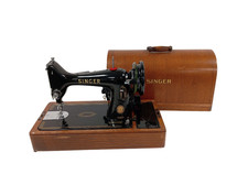 Vintage 1958 Singer 99K Heavy Sewing Machine with Bentwood Wooden Box and Key