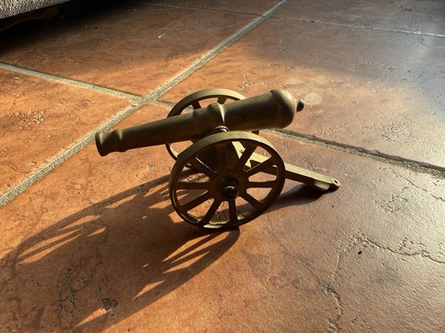 Vintage brass toy cannon - brass,