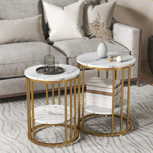 Marble effect coffee table - marble-effect,