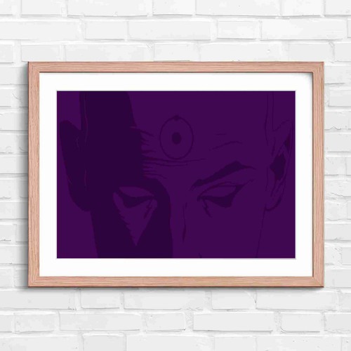 Blue meditating monk face - blue,