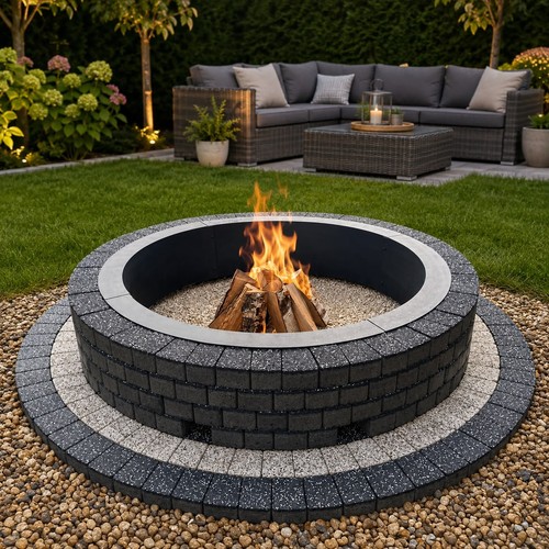 Large 175cm black fire pit - large,