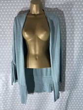 Womens M&S Marks&spencer Small Pale Jade Thin Knit Long Sleeve Open Cardigan