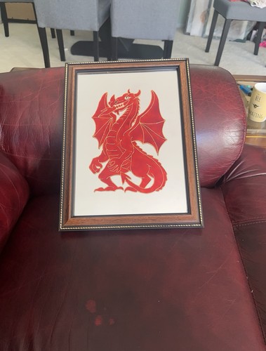 Red dragon mirror with - red,