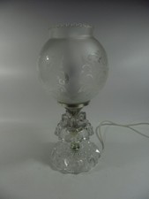 Vintage Cut Glass Crystal Electric Table Lamp With Frosted etched Shade