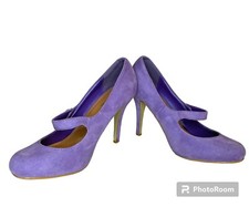 Mary Jane Stiletto Heeled Shoes Publicite’ Purple Suede Size 4 Almond Round Toe