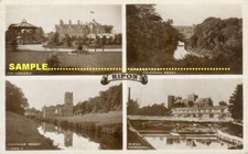Ripon 1919 Real Photo Multi view - Spa Gardens, Fountains Abbey, Cathedral