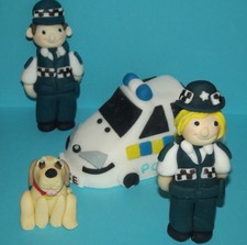HANDMADE EDIBLE POLICEMAN OR WOMAN/POLICE DOG/POLICE CAR CAKE TOPPERS
