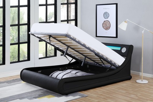 Madrid leather ottoman storage - leather,
