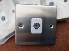 Brushed Steel Aerial Sockets with White Insert Qty 4