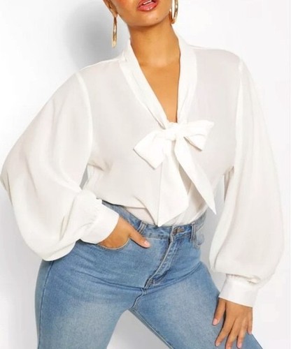 Pussy bow ivory long sleeve - pussy,