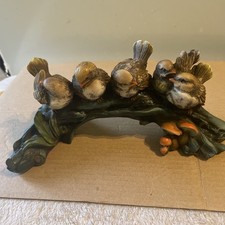 Vintage 5 sparrow on Log