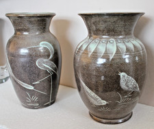 2. William Fishley Holland Studio Pottery Bird Design Studio Vases