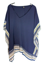 Ladies Blue Mix Tunic Kaftan Top Womens Plus Size XXXL 3XL 20-22 'K33