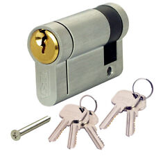 Half Euro Cylinder Garage Door Lock Barrel - Anti Snap With 5 Keys Dual Finish