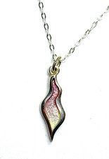 SHEILA FLEET River Ripples Sterling Silver Champagne Enamel Pendant Necklace